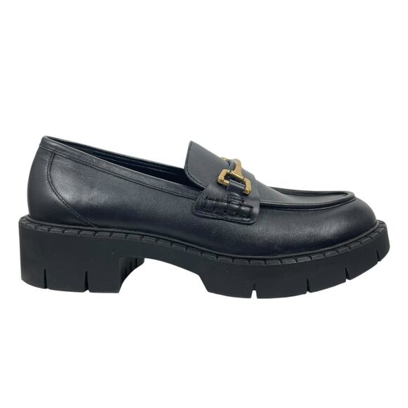 Mango Lug Sole Leather Loafer with Metallic Detail Black Size 38/ 7.5 - Picture 3 of 12
